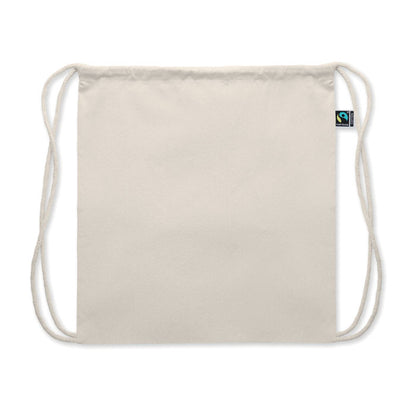 Mochila de algodón con cierre de cordones y etiqueta Fairtrade
