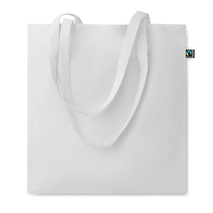Bolsa de algodón Fairtrade de asas largas  de color blanco