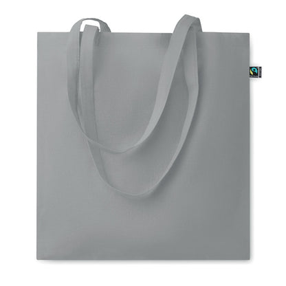 Bolsa de algodón Fairtrade de asas largas  de color gris
