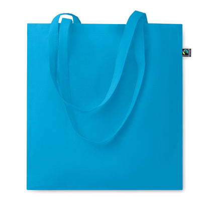 Bolsa de algodón Fairtrade de asas largas  de color azul
