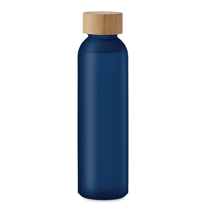 Botella de cristal esmerilado marino y tapa de madera