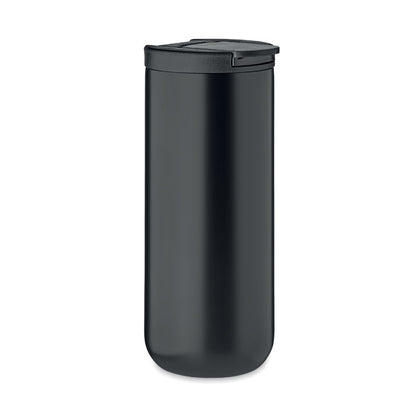 Vaso grande de acero inoxidable negro con tapadera de cierre deslizante