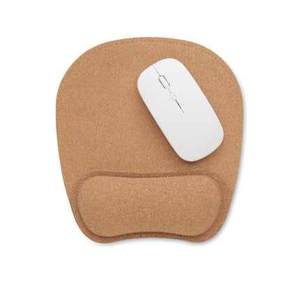 Ratón blanco con alfombrilla ergonómica de corcho