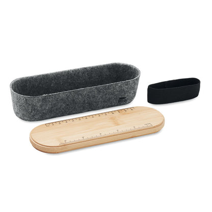 Estuche de fieltro con tapa de madera