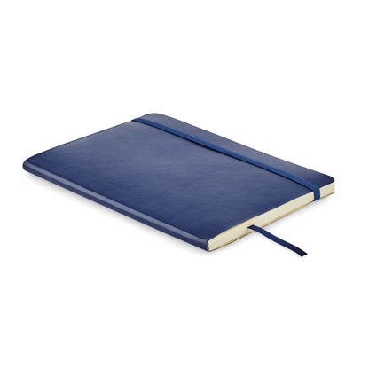 Libreta azul cerrada con cierre goma