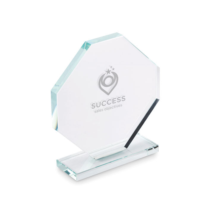 RUMBO - Trofeo de cristal con caja - Regalos Corporativos Personalizados · Clap Comunicacion