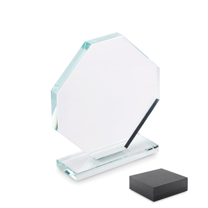 RUMBO - Trofeo de cristal con caja - Regalos Corporativos Personalizados · Clap Comunicacion