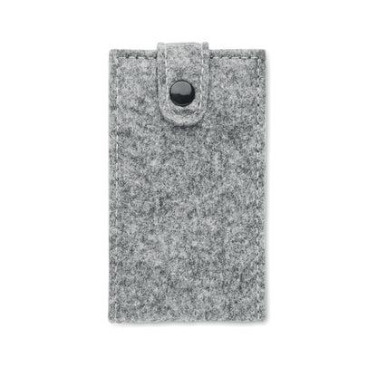 Vista frontal de estuche de filetro gris con accesorios para manicura en el interior