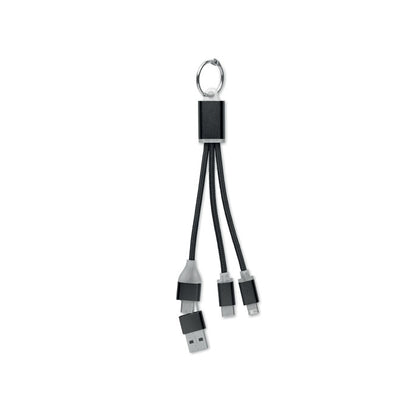 Llavero negro con cables de carga de diferentes conexiones