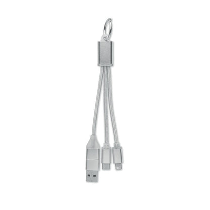llavero con cable de carga blanco