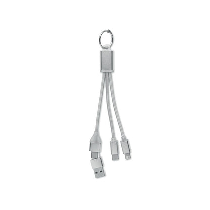 llavero con cable de carga blanco