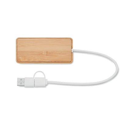 3 puertos de USB de madera