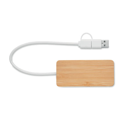 3 puertos de USB de madera