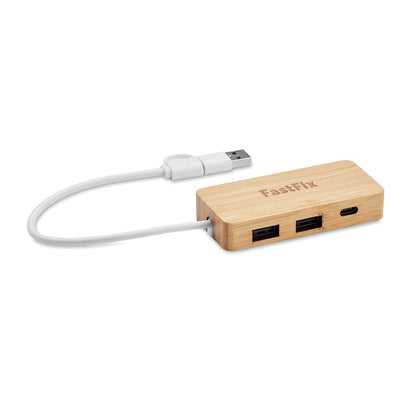 3 puertos de USB de madera