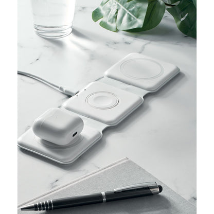 Cargador inalámbrico plegable con auriculares