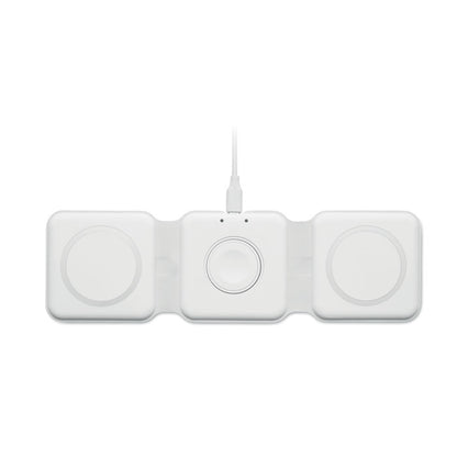 Base de carga blanca y plegable para 3 dispositivos