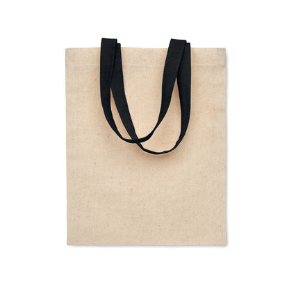 Bolsa de compra de algodón natural con asas negras