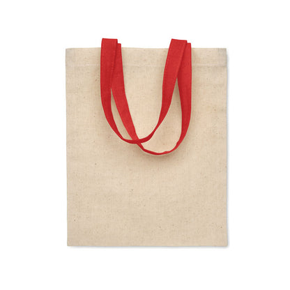 Tote bag de algodón natural con asas rojas