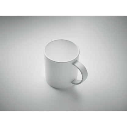Vista superior de mug vintage blanca