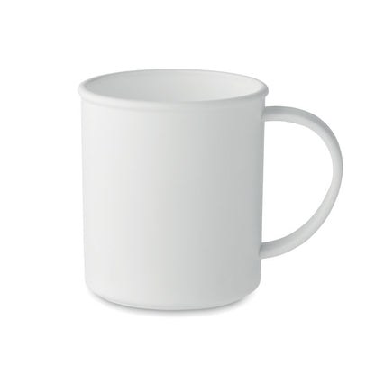 Mug blanca de plástico estilo vintage