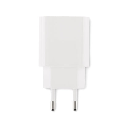 Enchufe de pared de 2 polos para dispositivos compatibles con carga rápida.