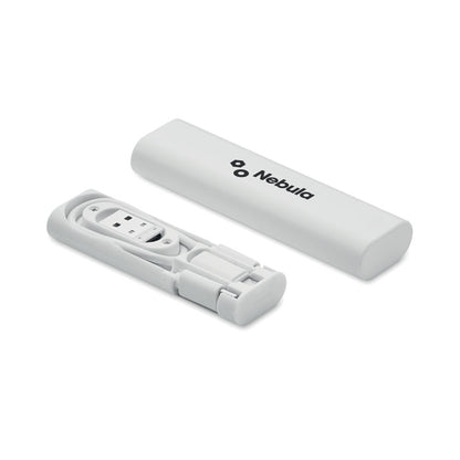 Set de calbes personalizado con logotipo en estuche blanco