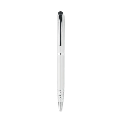 Bolígrafo giratorio de aluminio blanco