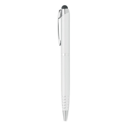 Bolígrafo giratorio de aluminio blanco