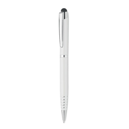 Bolígrafo giratorio de aluminio blanco