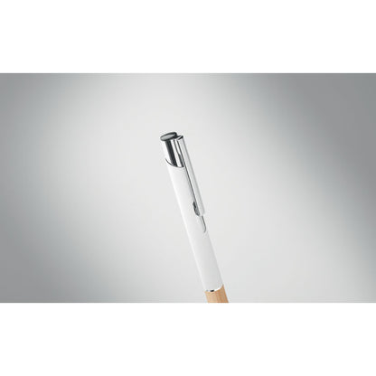 Bolígrafo bicolor bambú aluminio blanco