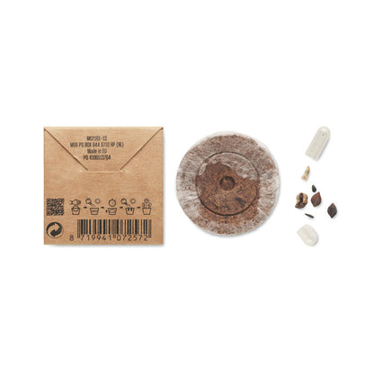 Disco de semillas de flores con caja de cartón kraf