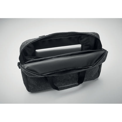 Maletín gris de fieltro reciclado con bolsillo exterior