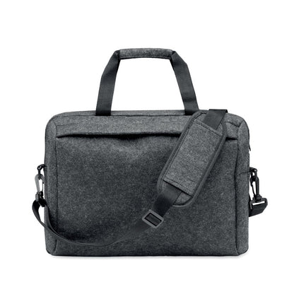 Maletín para portátil de fieltro gris, con bolsillo frontal personalizado con logotipo