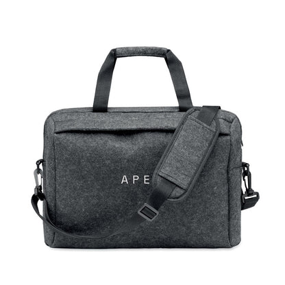 Maletín de fieltro gris con asa trasera para colocar sobre trolley