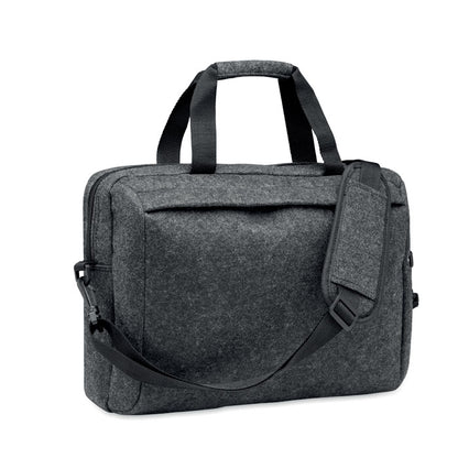 Maletín de fieltro gris para portátil con asa bandolera