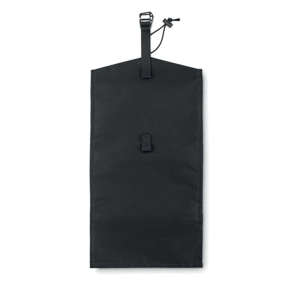 Vista trasera de bolsa organizadora de cables negra