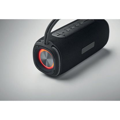 Altavoz negro inalámbrico con luz roja