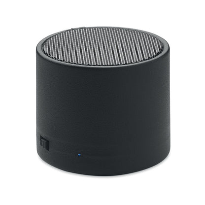 Altavoz inalámbrico redondo de plástico negro