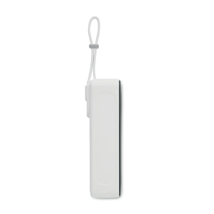 Vista lateral de powerbank de ABS blanco