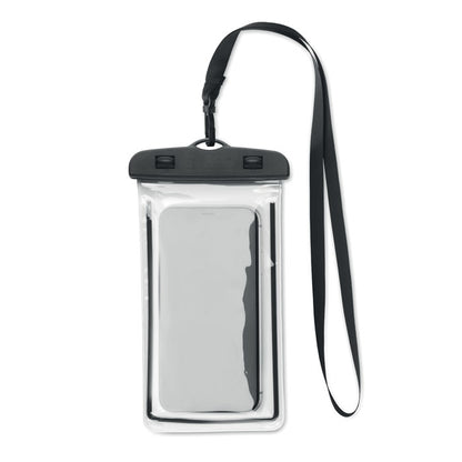 Funda impermeable para móvil con lanyard colgado