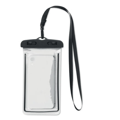 Funda impermeable para móvil con lanyard colgado