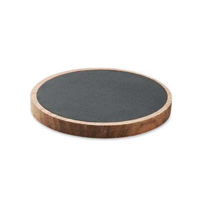 Cargador inalámbrico redondo de madera y PU