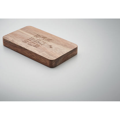Power bank  de madera de acacia con logotipo a láser