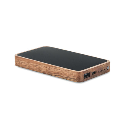 Power Bank de madera de acacia y PP negro