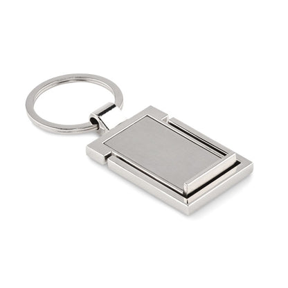 Llavero rectangular de metal con soporte para teléfono