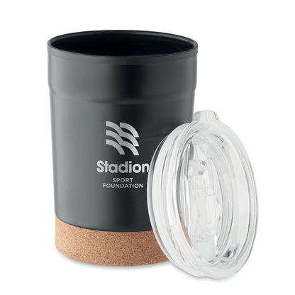 Vaso negro de acero inox. personalizado con logotipo