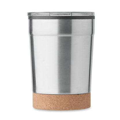 Vaso metálico con tapadera de plástico y parte inferior de corcho