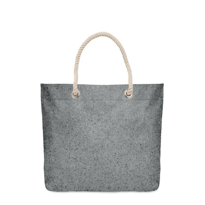 Bolsa grande gris reciclada con asas beige