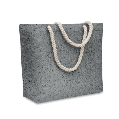 Bolsa de playa gris, ecológica, con asas largas de cordón