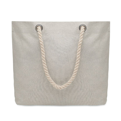 Bolsa grande gris reciclada con asas beige